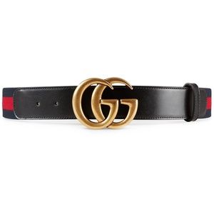 Gucci Belt Gold Buckle/Navy/Red/Black Leather